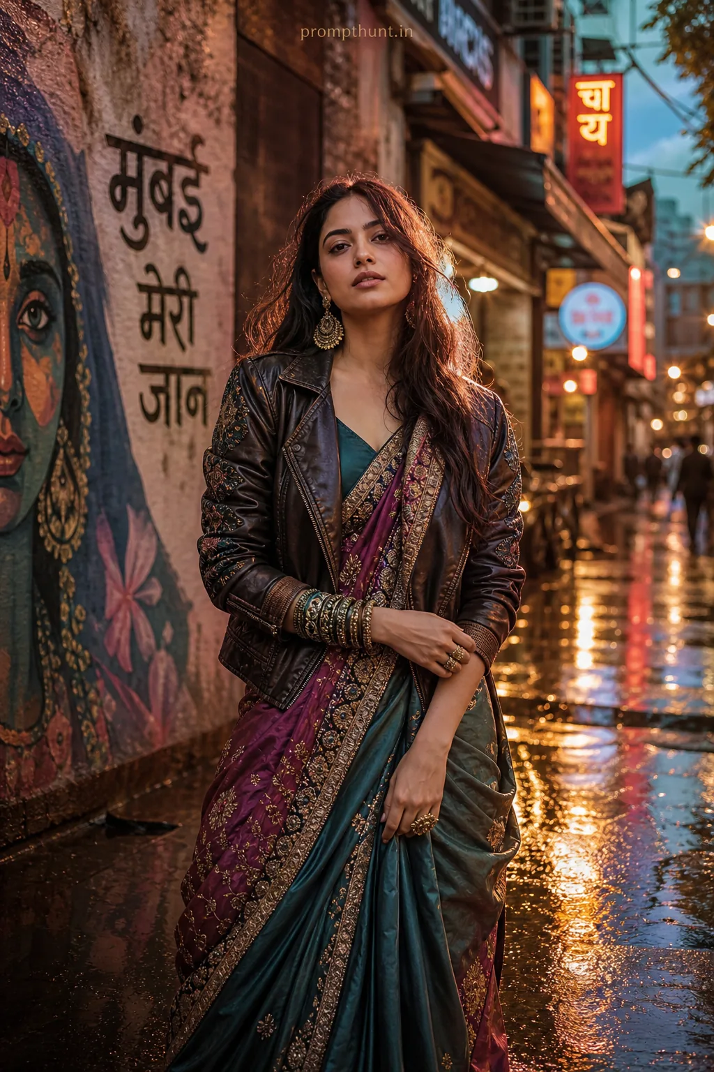 Mumbai Couture Monsoon Street Fashion AI Photo Editing Prompt