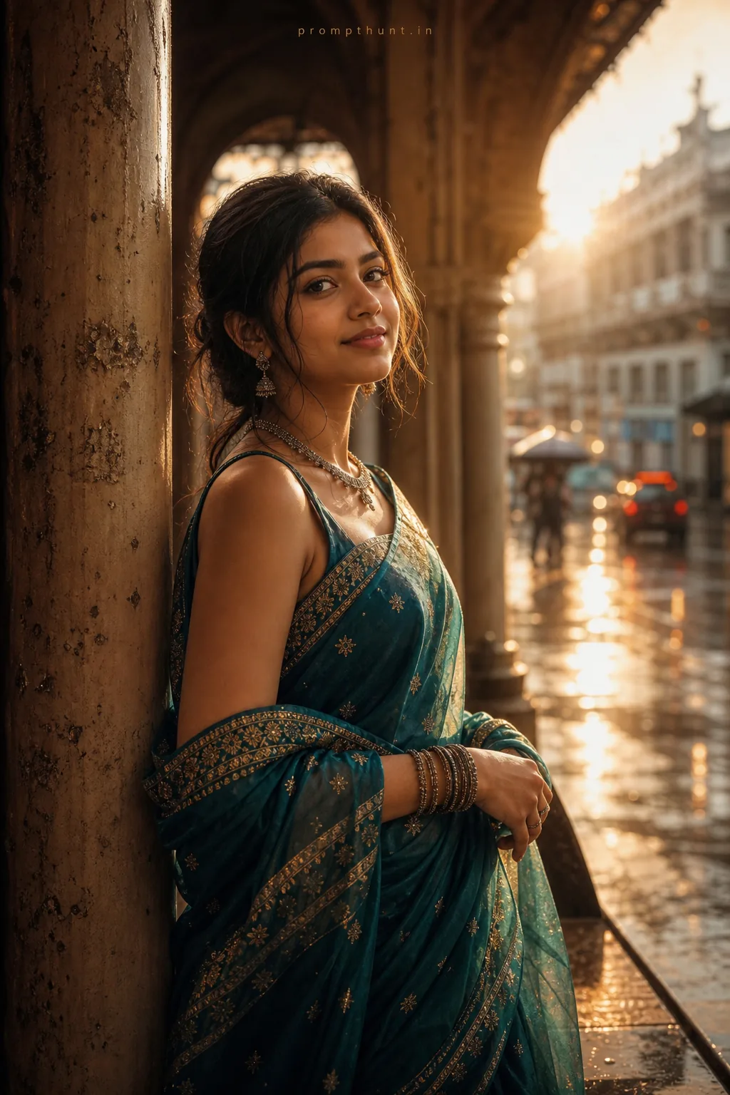 Mumbai Golden Hour Cinematic Lighting AI Photo Editing Prompt