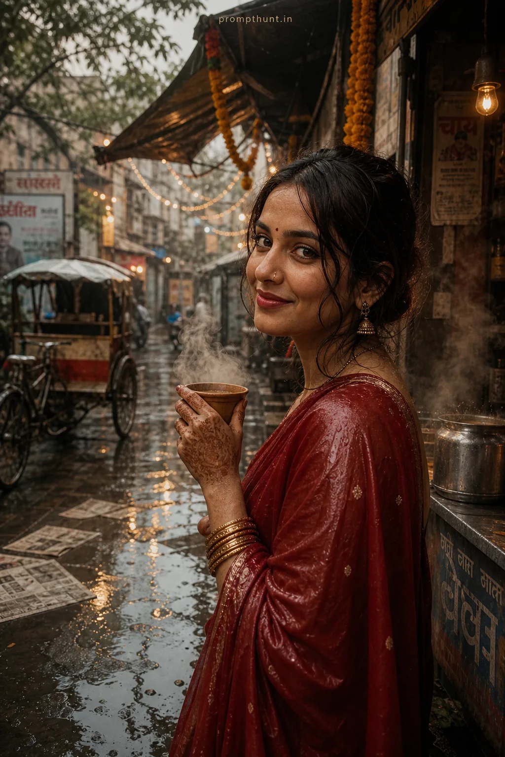 Mumbai Monsoon Street Storytelling AI Photo Editing Prompt