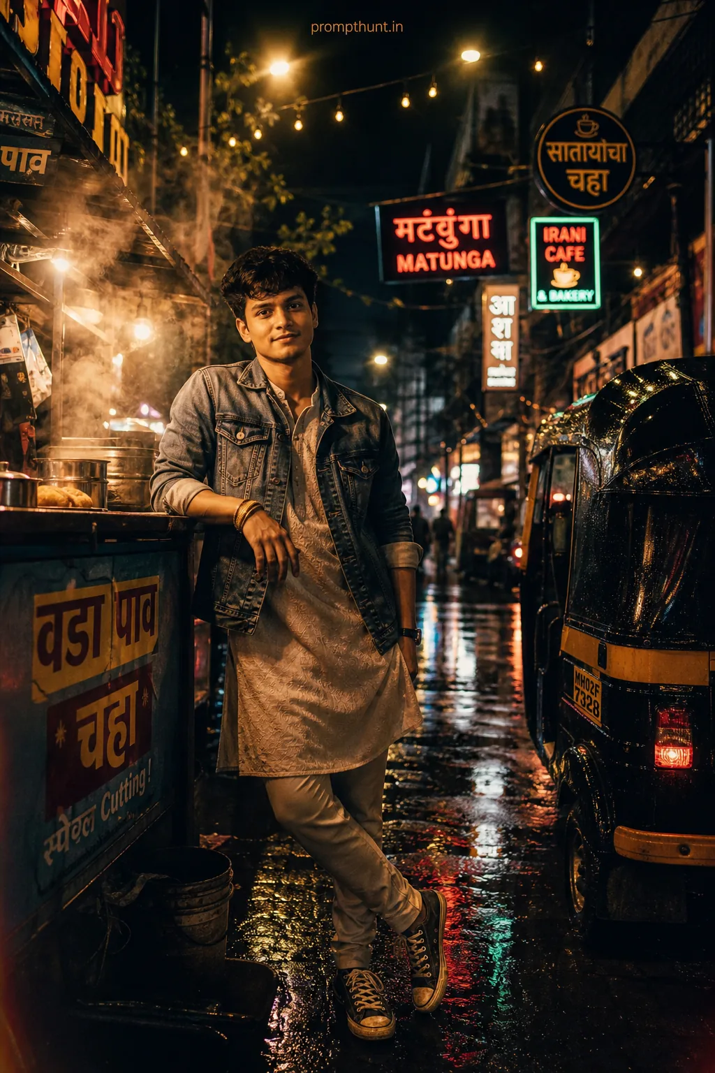 Mumbai Street Style Urban Nightlife AI Photo Editing Prompt