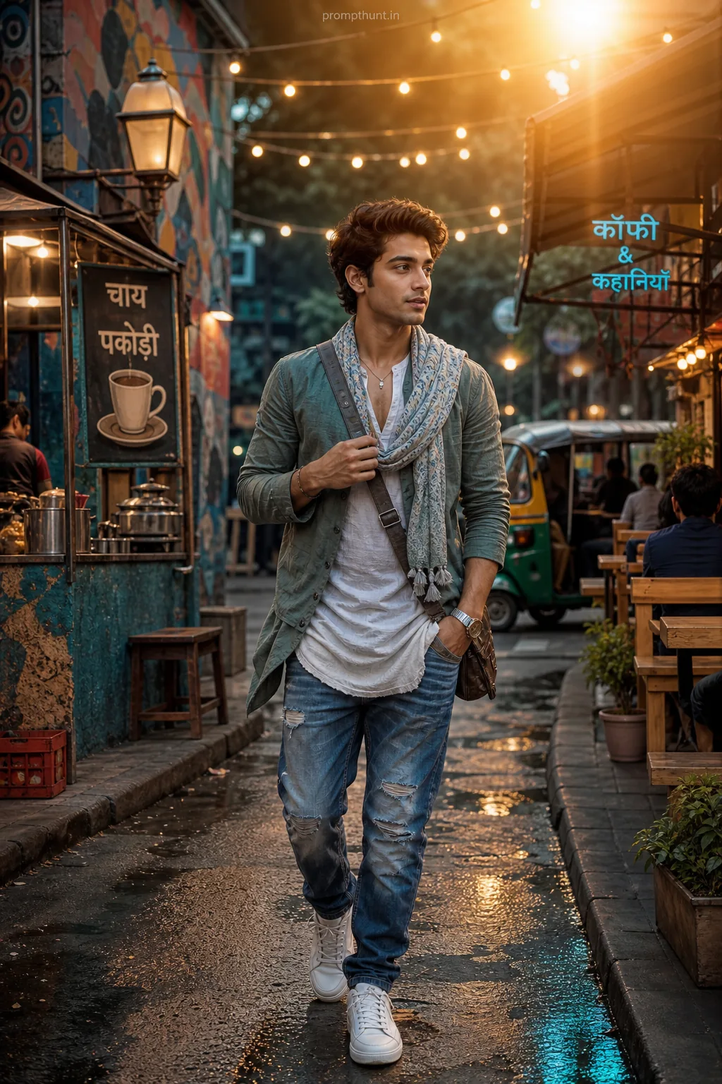 Mumbai Streetstyle Neon Nights Urban Lifestyle AI Photo Editing Prompt
