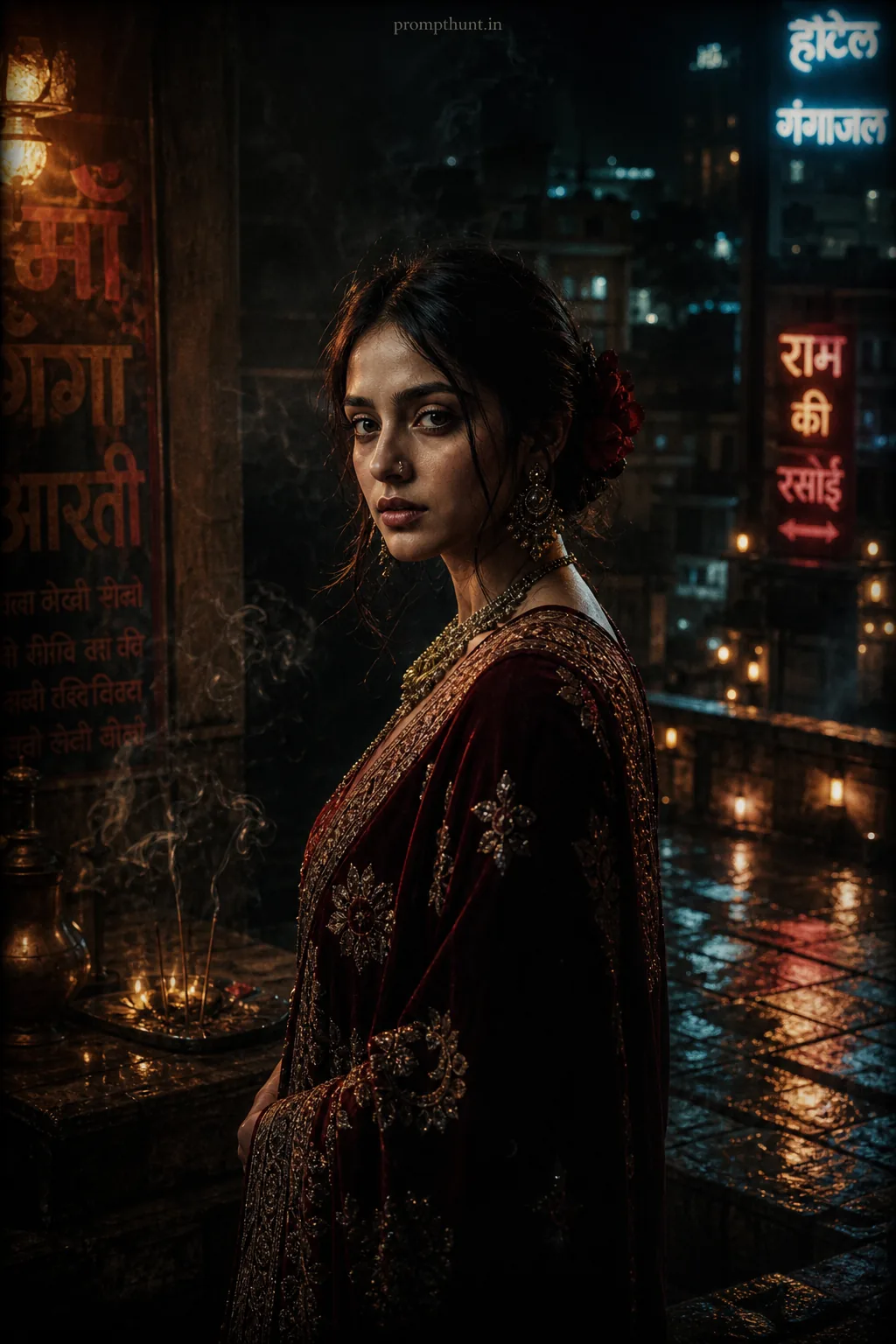 Noir Indian Street Style Dark Aesthetic AI Photo Editing Prompt