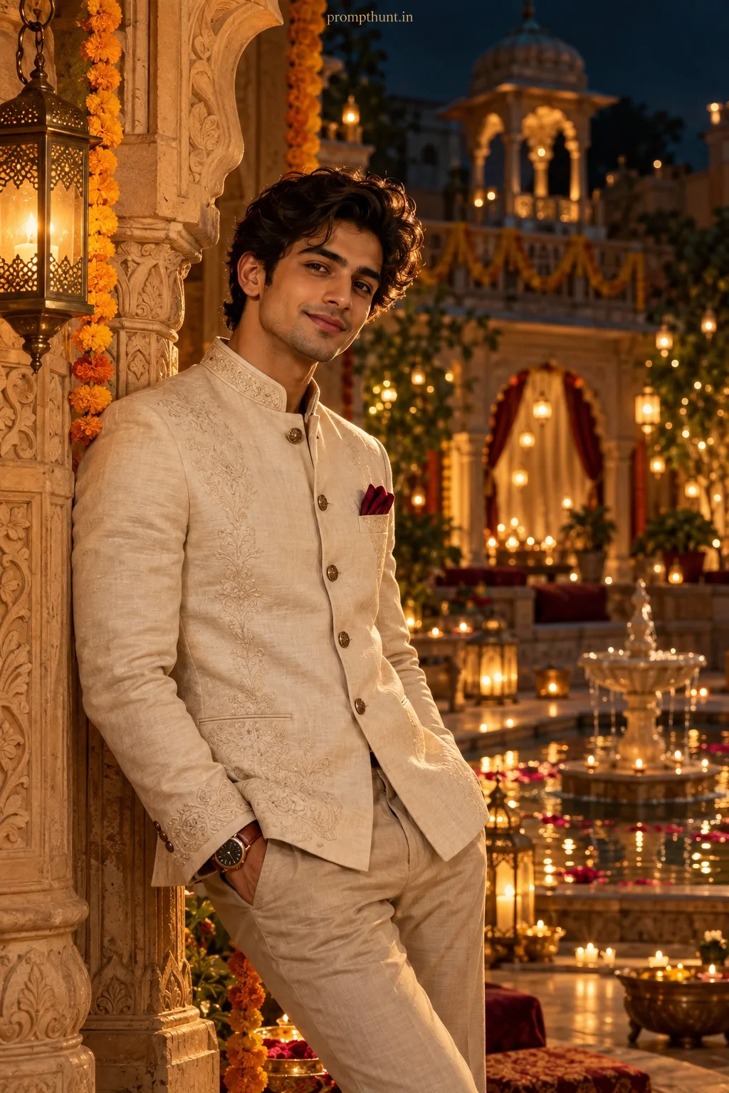 Old Money AI Photo Prompt for Boys – Heritage Haveli Bandhgala Look — AI photo editing prompt