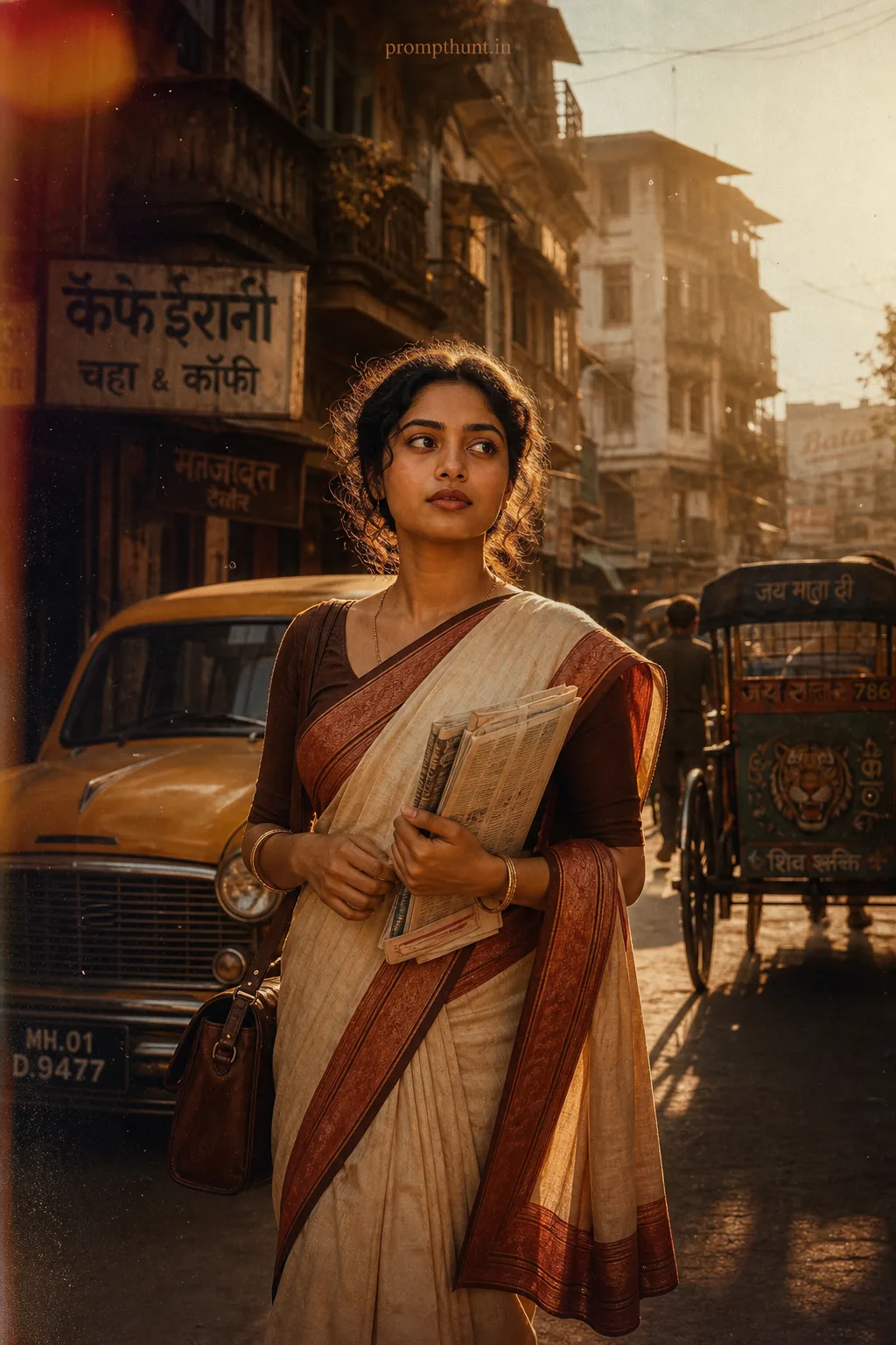 Old Mumbai Retro Film Grain Street Style AI Photo Editing Prompt