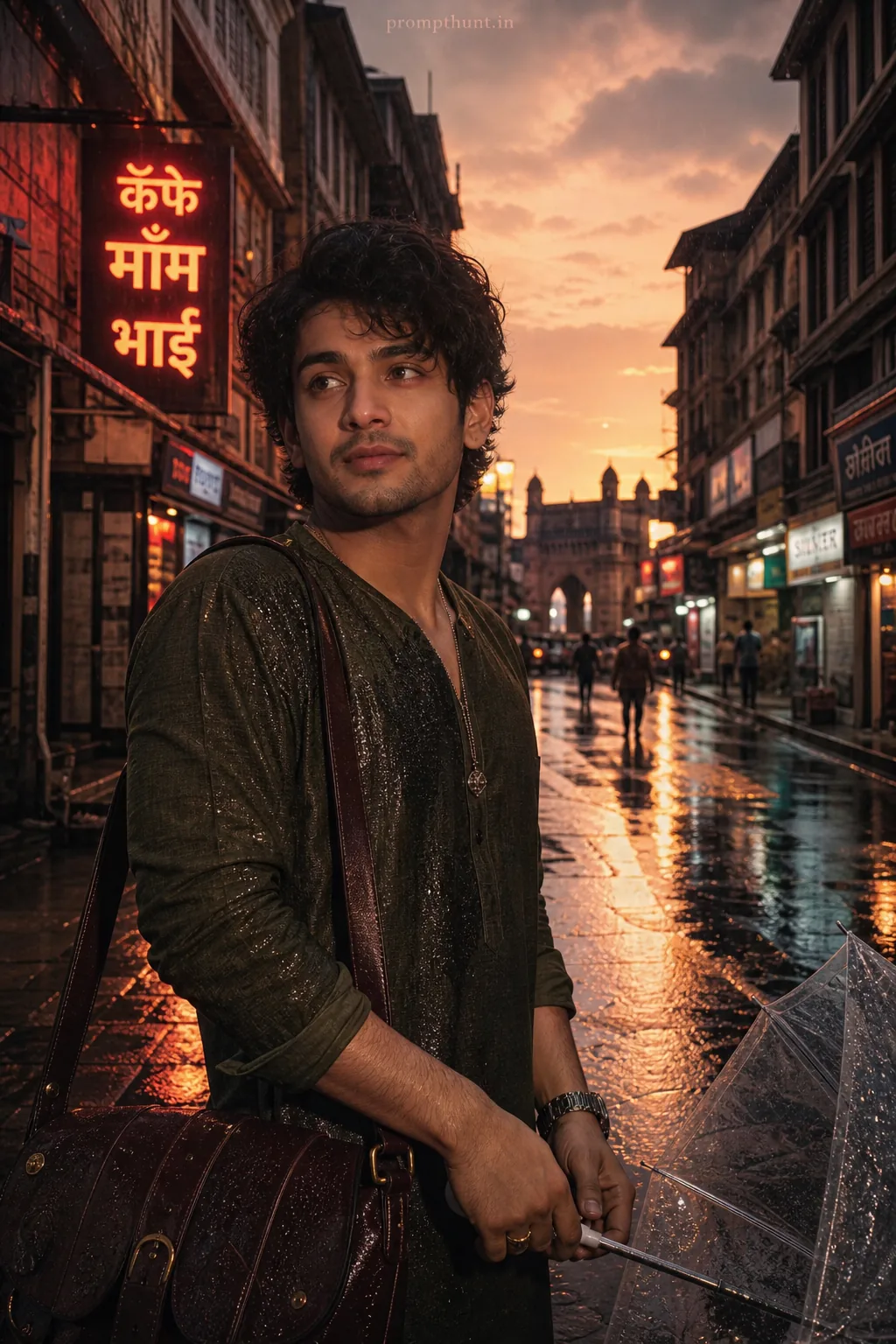 Photorealistic Mumbai Monsoon Streetstyle AI Photo Editing Prompt