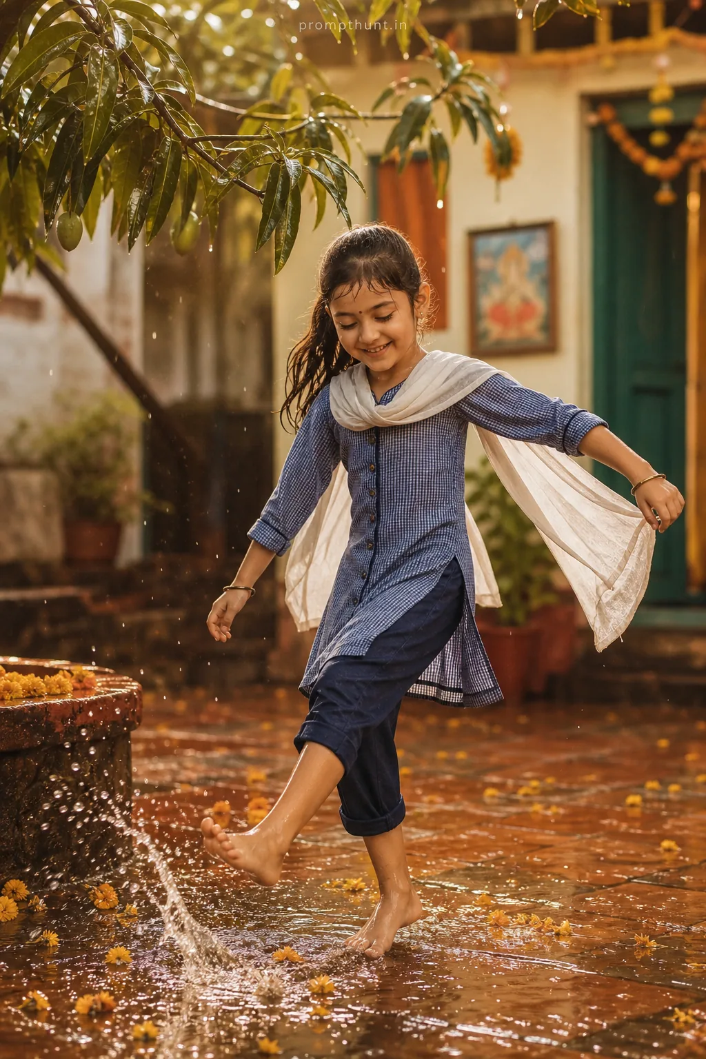 Playful Monsoon Childhood Portraits AI Photo Editing Prompt