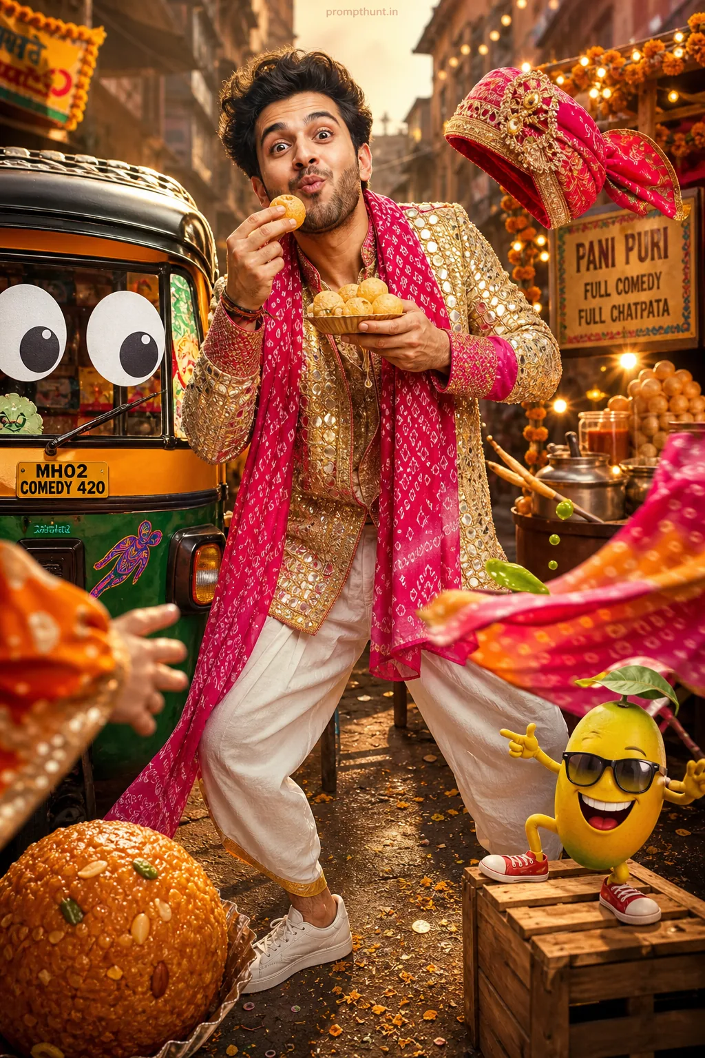 Quirky Desi Comedy Street Style AI Photo Editing Prompt