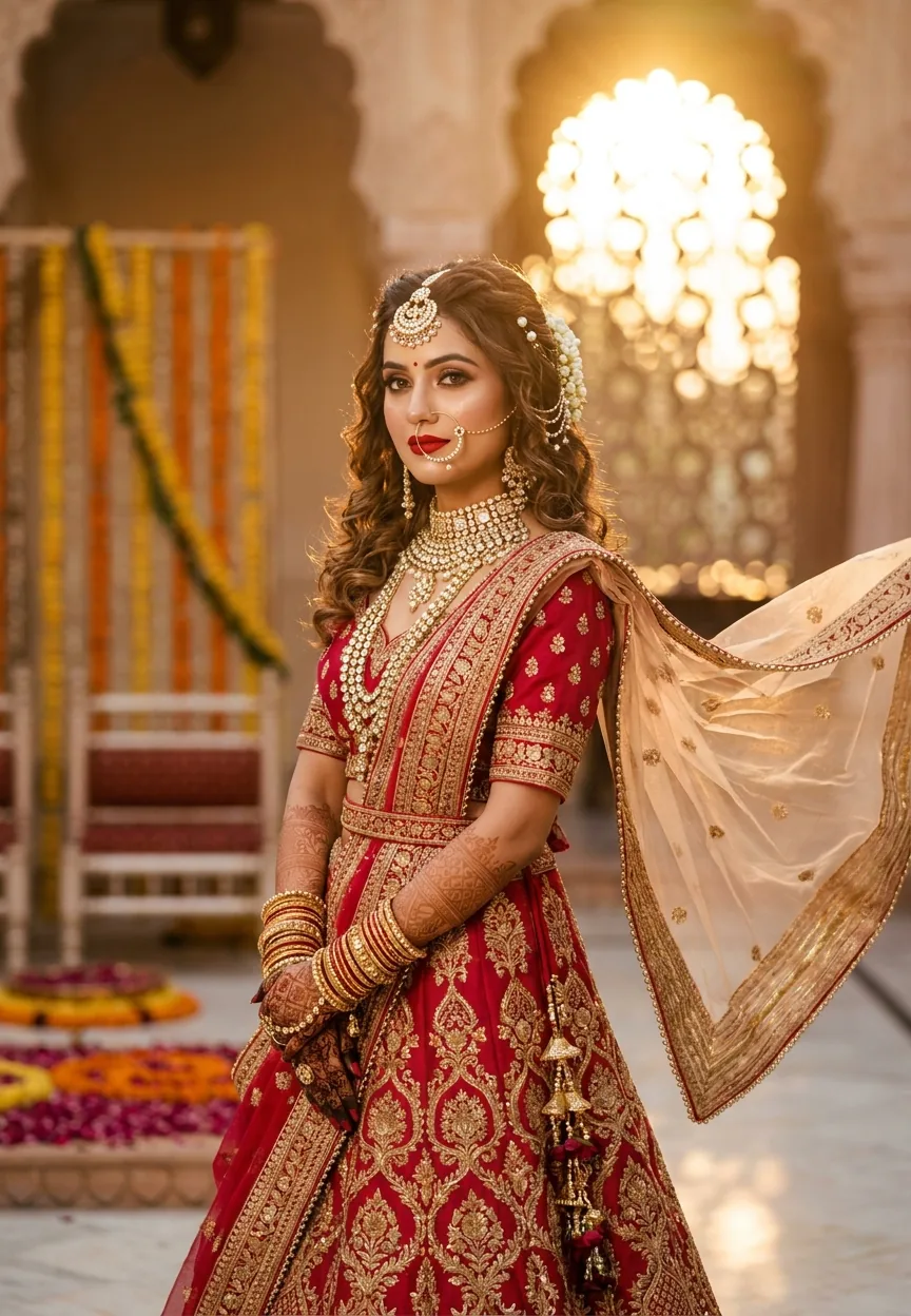Royal Indian Bridal Glow Wedding AI Photo Editing Prompt