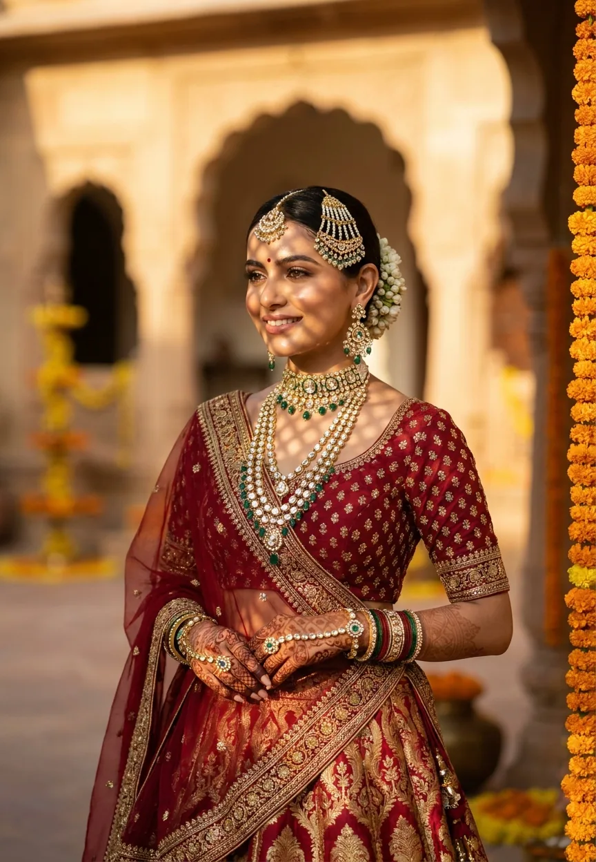 Royal Indian Bride Bridal Glow Wedding AI Photo Editing Prompt