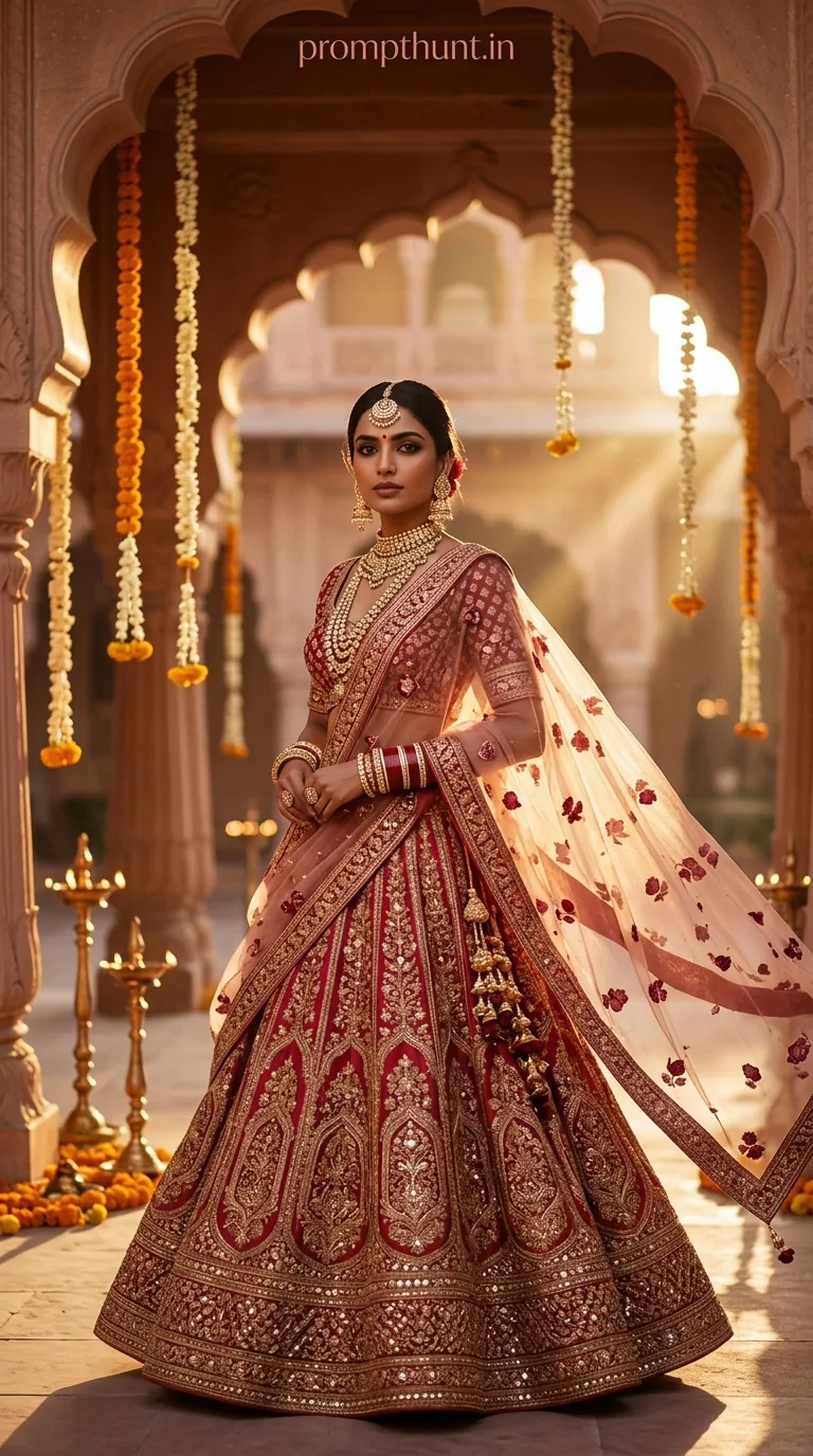 Royal Indian Bride Dreamy Wedding Editorial Gemini AI Photo Editing Prompt
