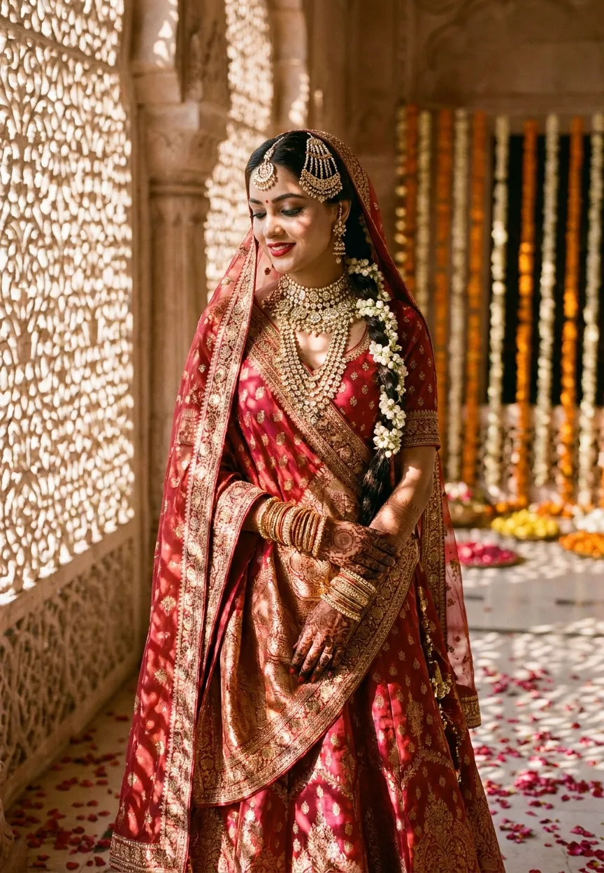 Royal Indian Bride Ethereal Glow Wedding AI Photo Editing Prompt