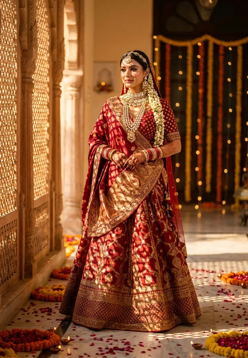Royal Indian Bride Glow Wedding AI Photo Editing Prompt