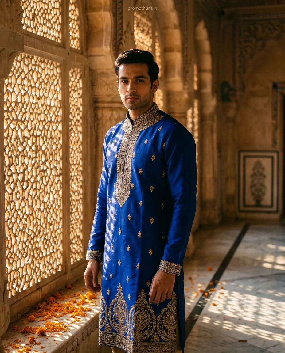Royal Indian Heritage Palace Portrait AI Photo Editing Prompt