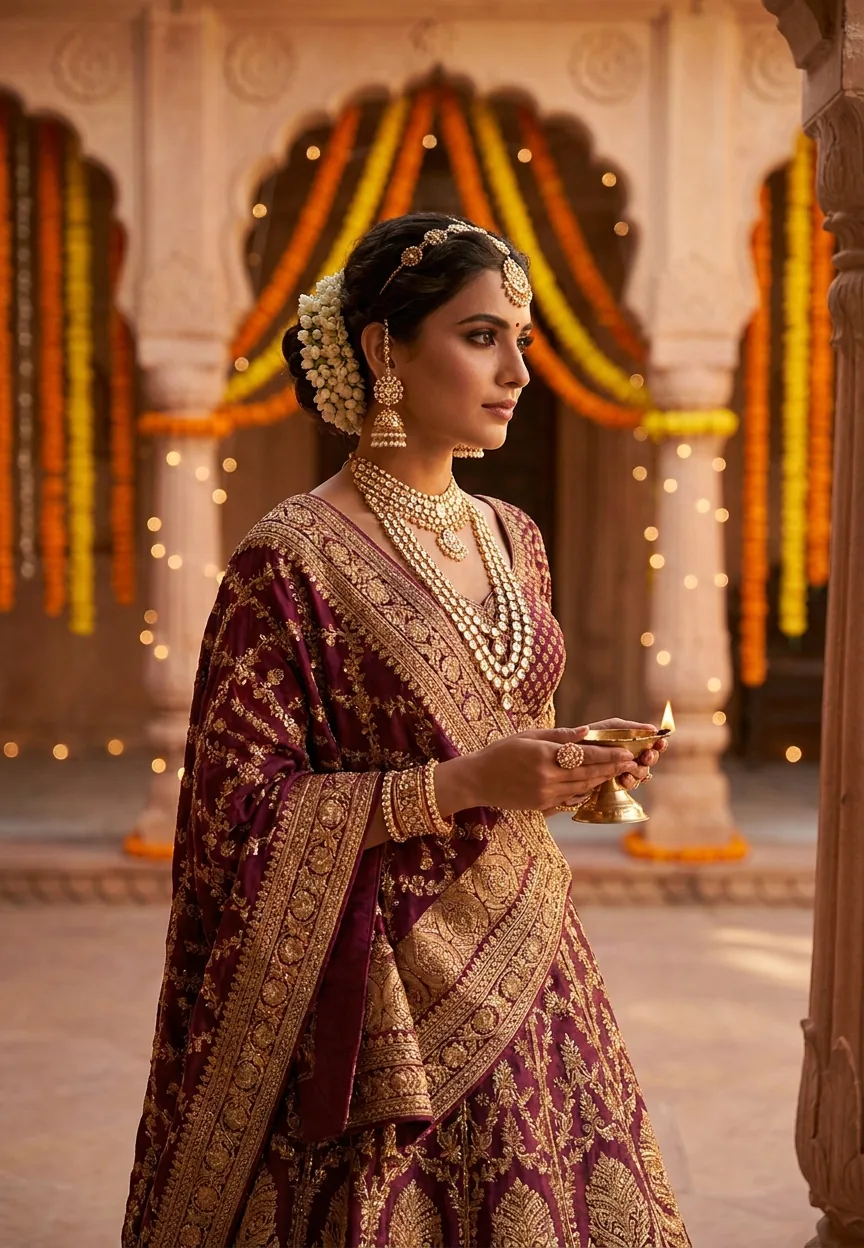 Royal Indian Wedding Luxury Portrait Gemini AI Photo Prompt