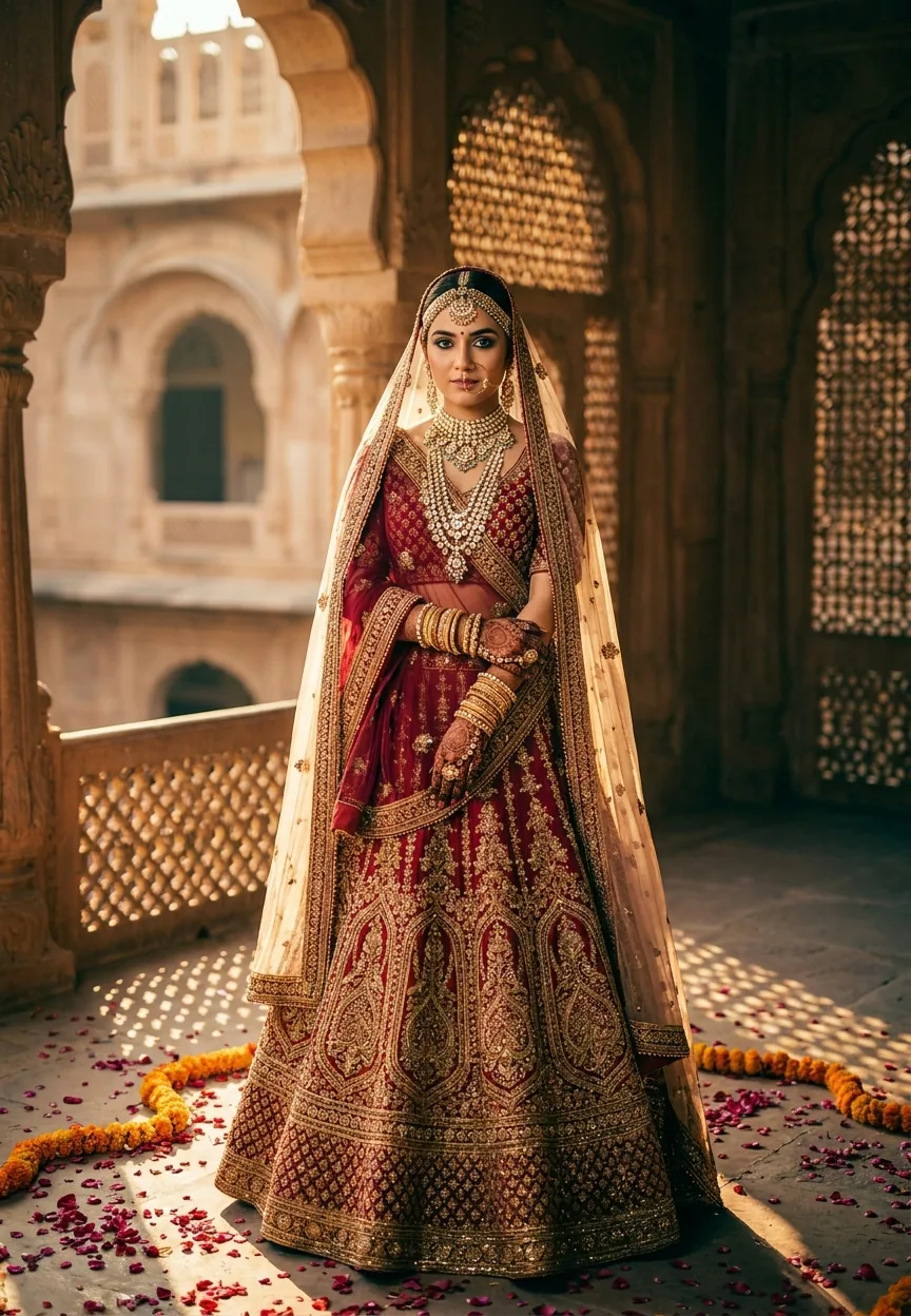 Royal Rajasthani Bride Cinematic Glow Gemini AI Photo Editing Prompt
