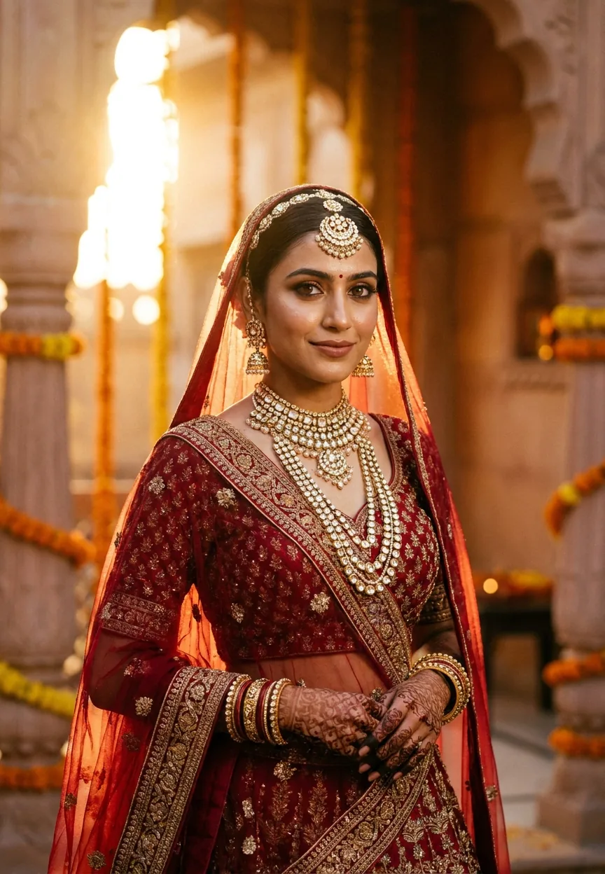 Royal Rajasthani Bride Cinematic Glow Gemini AI Photo Prompt