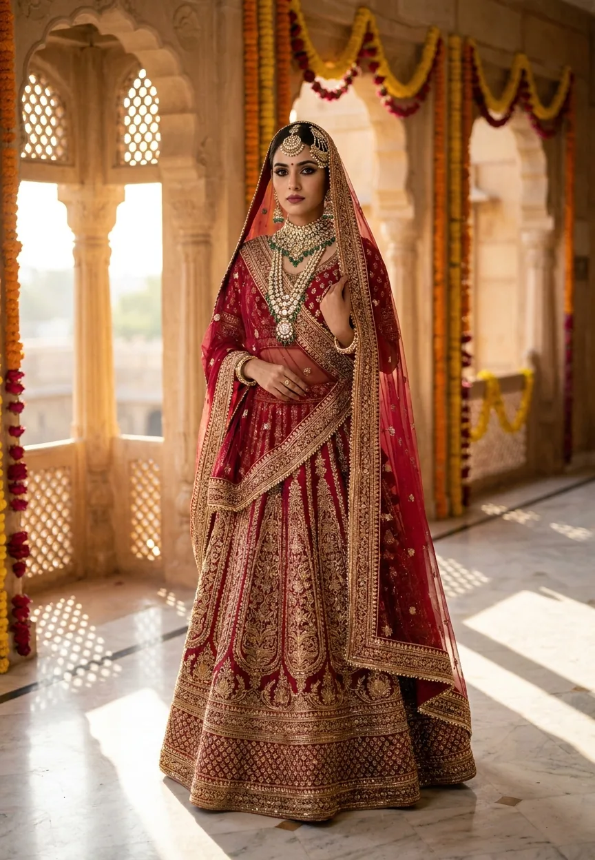 Royal Rajasthani Bride Cinematic Glow Gemini AI Photo Prompt