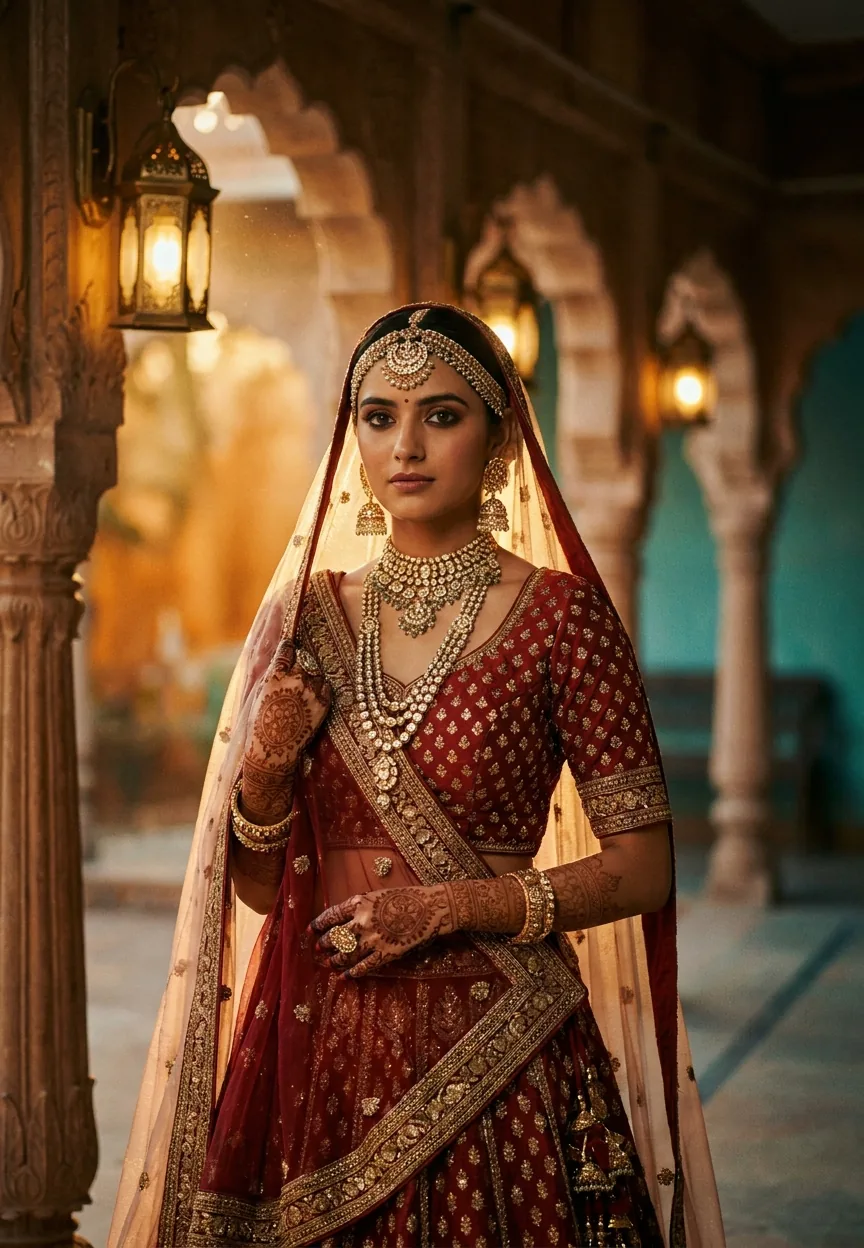 Royal Rajasthani Bride Cinematic Glow Gemini AI Photo Prompt