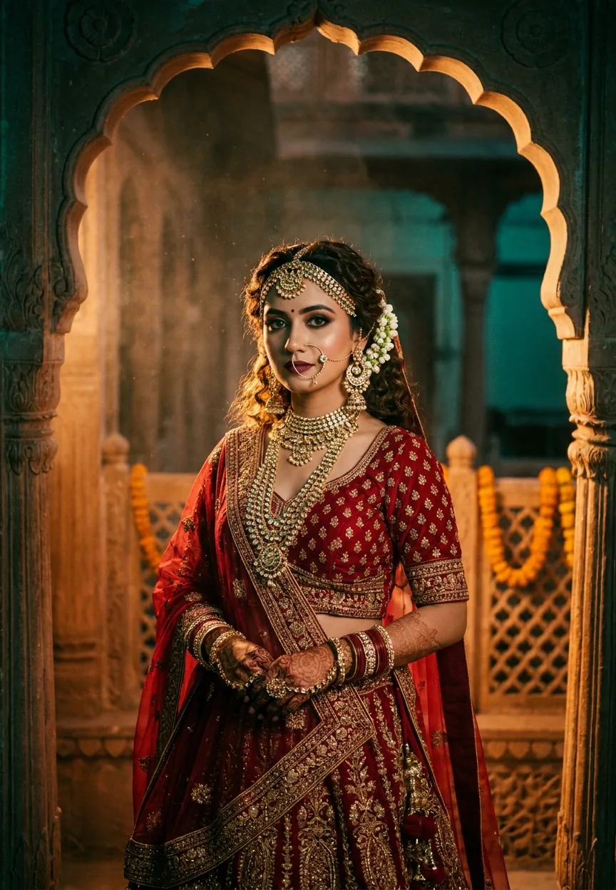 Royal Rajasthani Bride Cinematic Glow Gemini AI Photo Prompt
