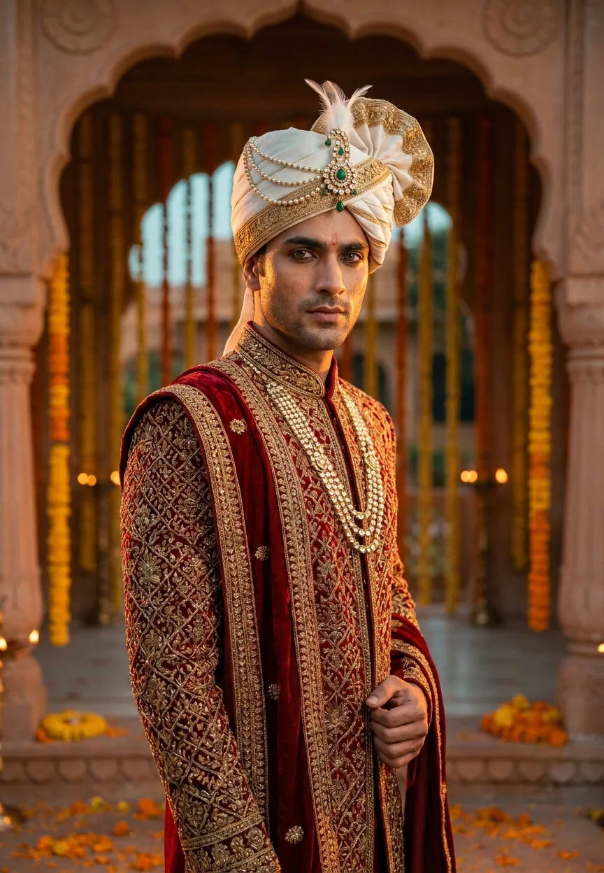 Royal Rajasthani Groom Cinematic Look Gemini AI Photo Editing Prompt