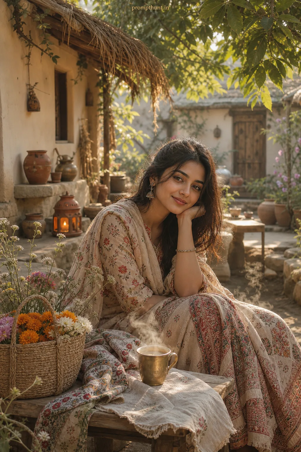Rustic Indian Cottagecore Garden AI Photo Editing Prompt