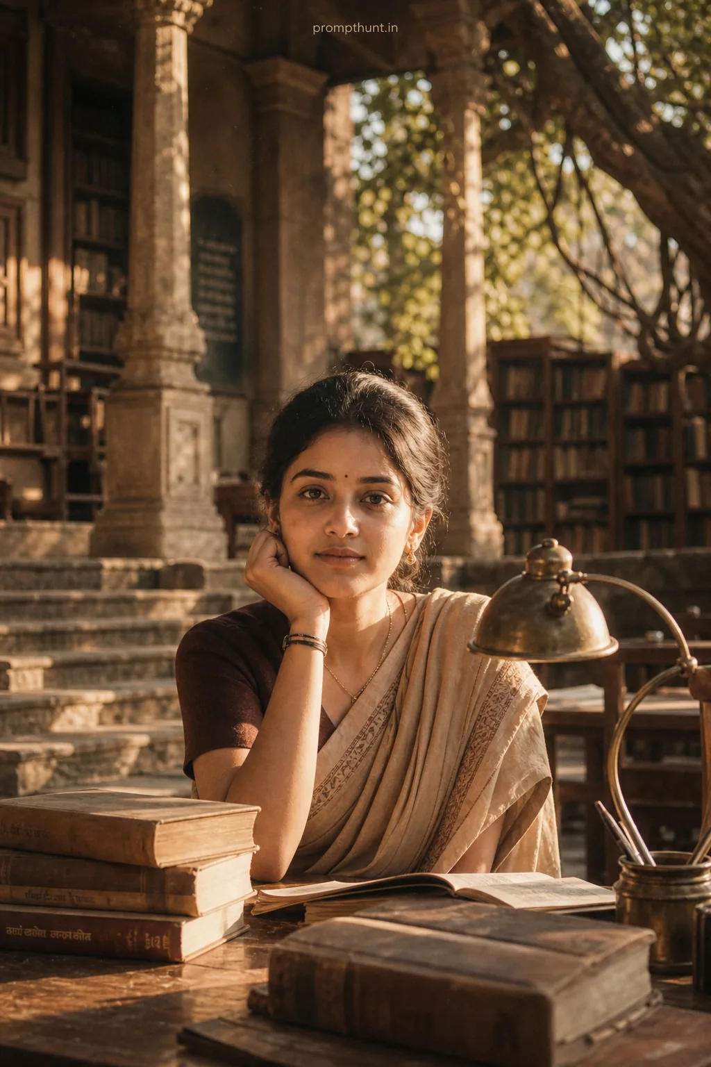 Scholarly Indian Campus Vintage Academic AI Photo Editing Prompt