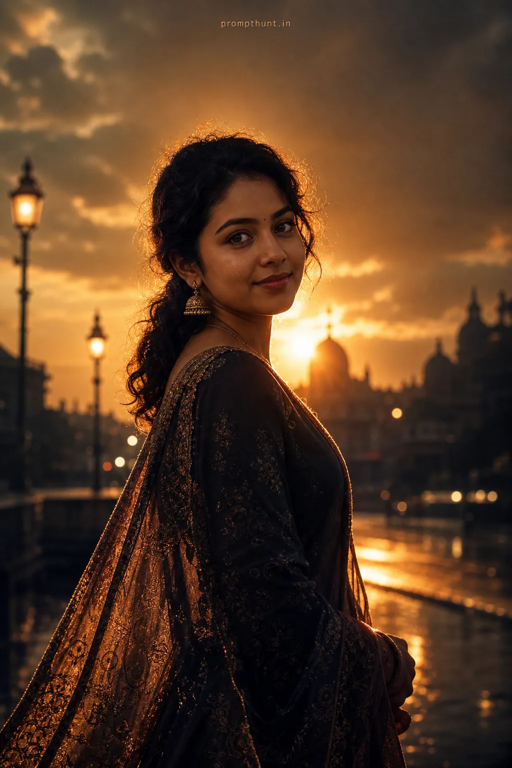 Silhouette Golden Hour Portrait AI Photo Editing Prompt