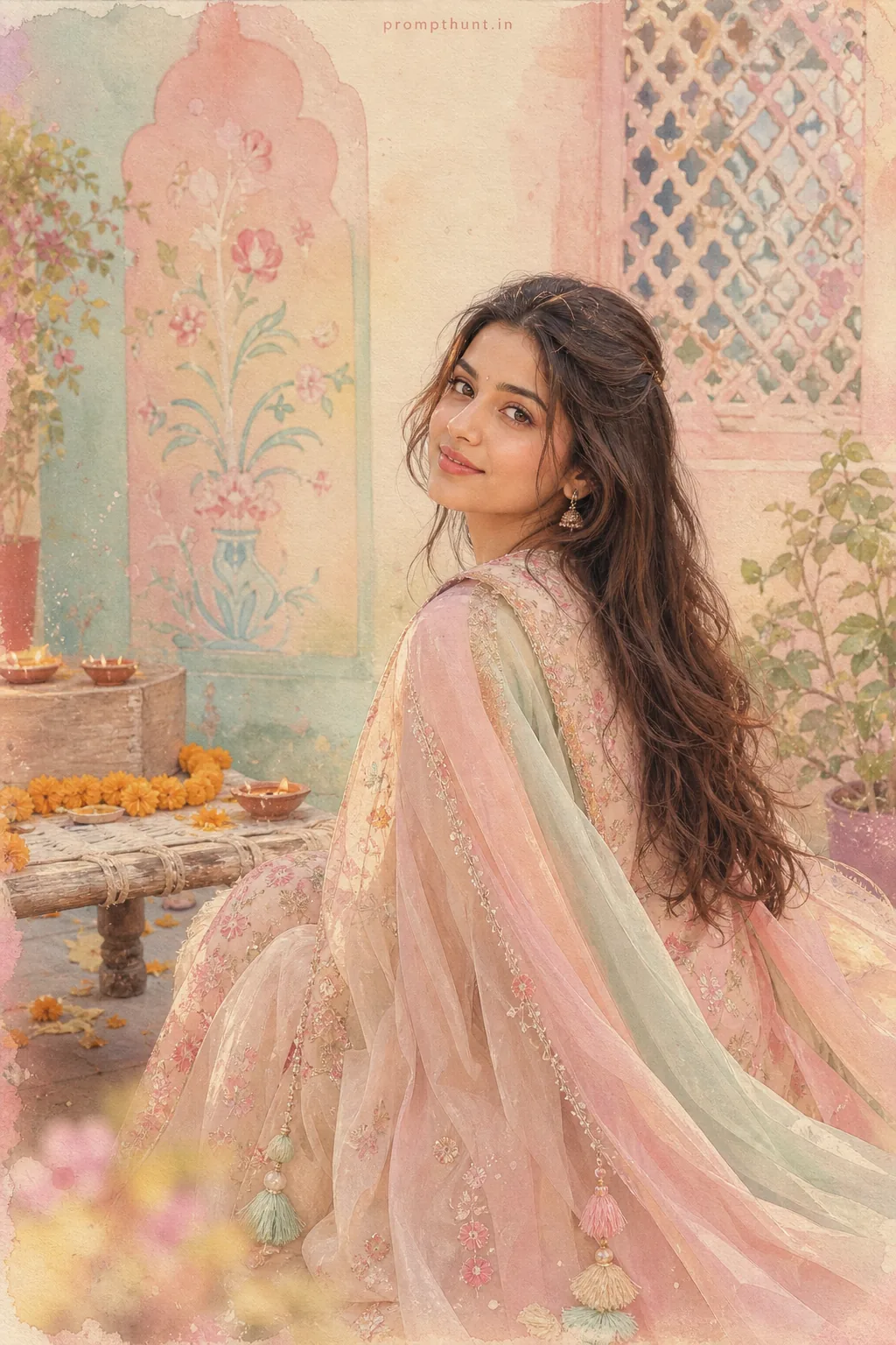Soft Pastel Indian Aesthetic AI Photo Editing Prompt