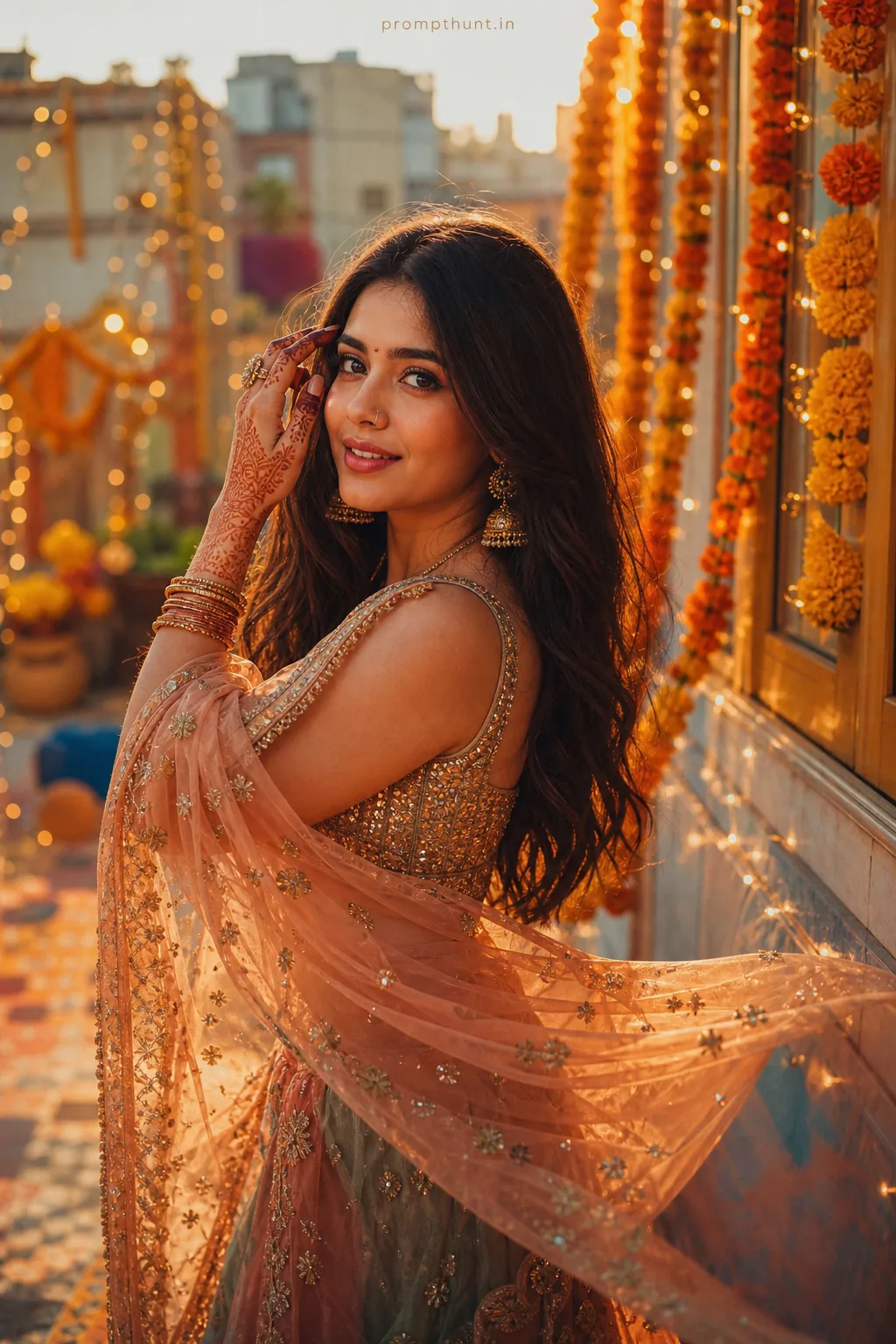 Sunlit Indian Streetstyle Girls AI Photo Editing Prompt