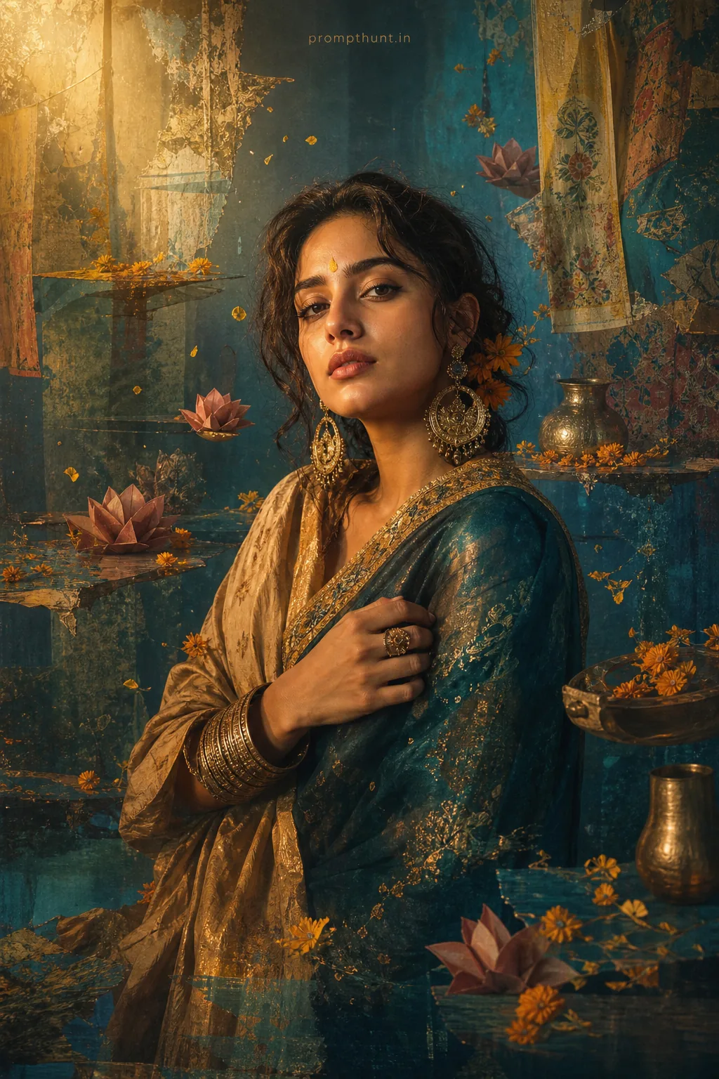 Surreal Indian Conceptual Art Portrait AI Photo Editing Prompt