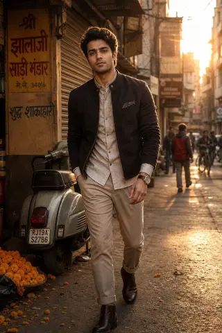 Contemporary Indian Men's Style Streetwear AI Photo Editing Prompt