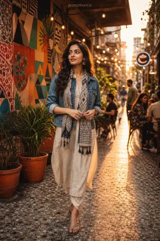 Modern Indian Street Style Cafe Lane AI Photo Editing Prompt