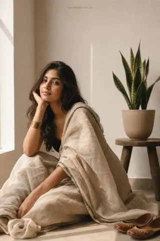 Thumbnail: Example result of the Indian minimalist aesthetic fashion AI photo prompt