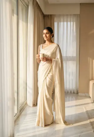 Indian Quiet Luxury Saree Editorial AI Photo Editing Prompt