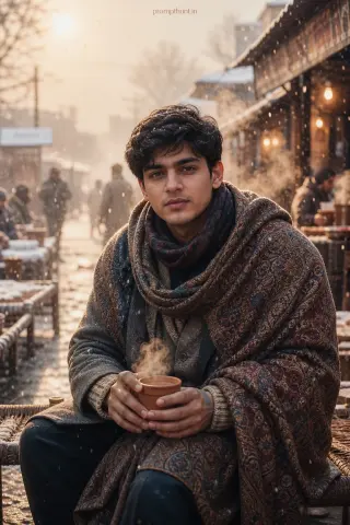 Indian Winter Street Style Cozy Layers AI Photo Editing Prompt