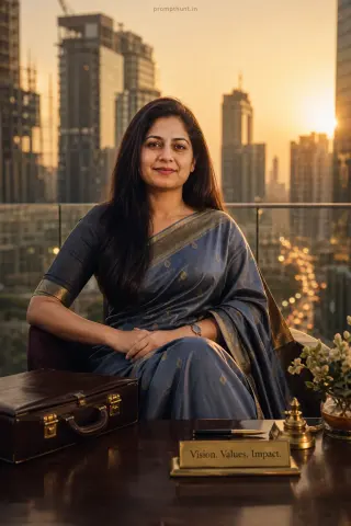 Example result of the modern Indian corporate leadership AI photo prompt