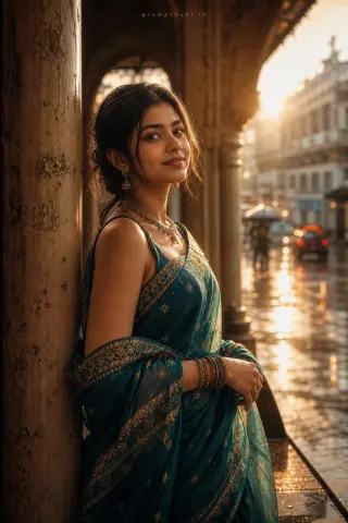 Mumbai Golden Hour Cinematic Lighting AI Photo Editing Prompt