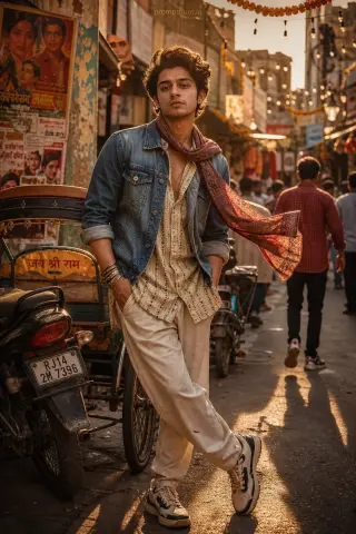 Urban Indian Street Style Photography AI Photo Editing Prompt