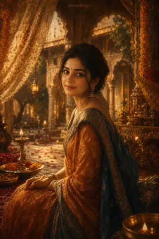 Thumbnail: Example result of the vibrant Indian artistic portraits AI photo prompt