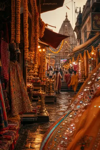 Example result of the vibrant Indian festival street culture AI photo prompt