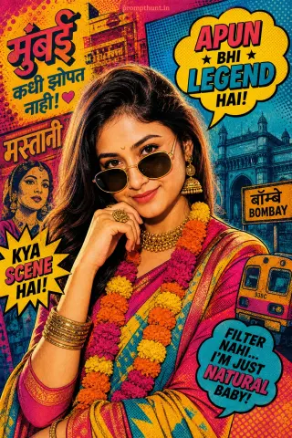 Vibrant Indian Pop Art Neon Portrait AI Photo Editing Prompt