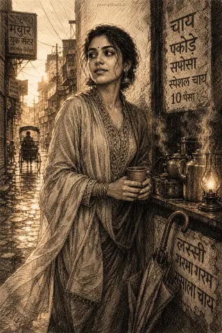 Vintage Cross-Hatching Street Style AI Photo Editing Prompt