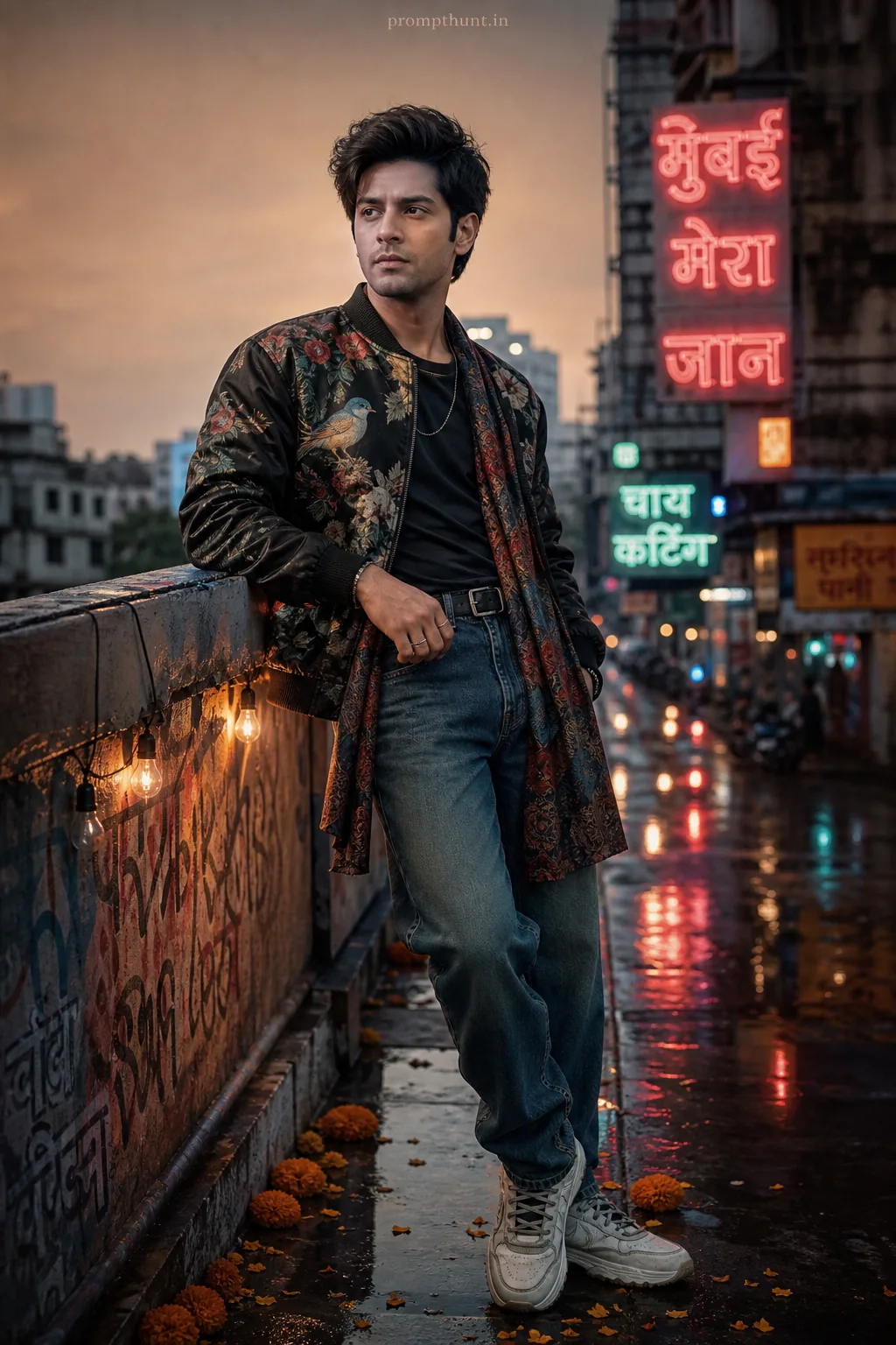 Urban Chic Streetwear Neon Glow AI Photo Editing Prompt