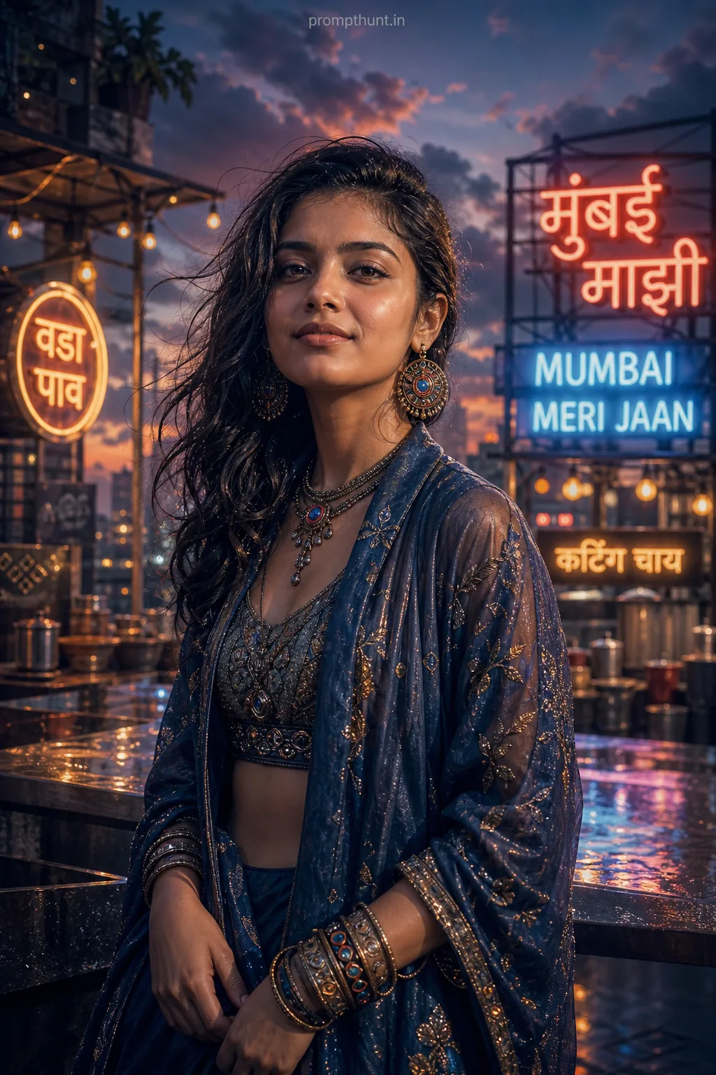 Vibrant 3D Illustration Indian Urban Fantasy AI Photo Editing Prompt