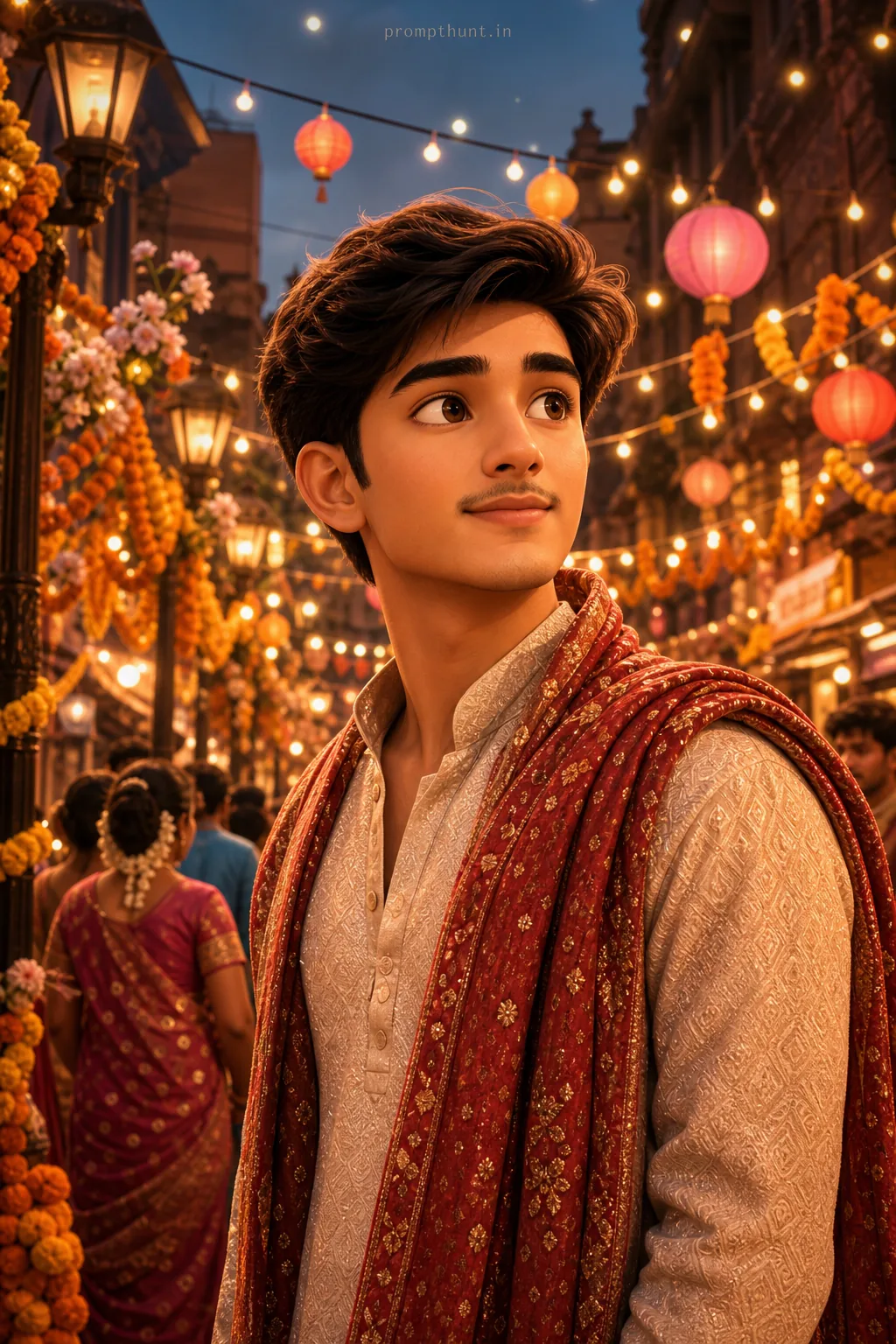 Vibrant 3D Indian Street Festival AI Photo Editing Prompt