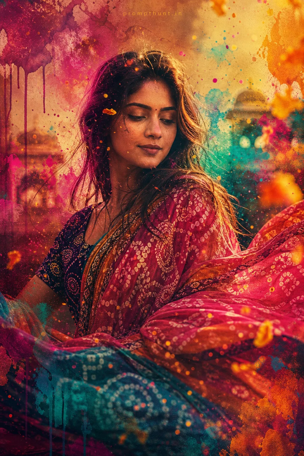 Vibrant Abstract Splash Art Festival AI Photo Editing Prompt