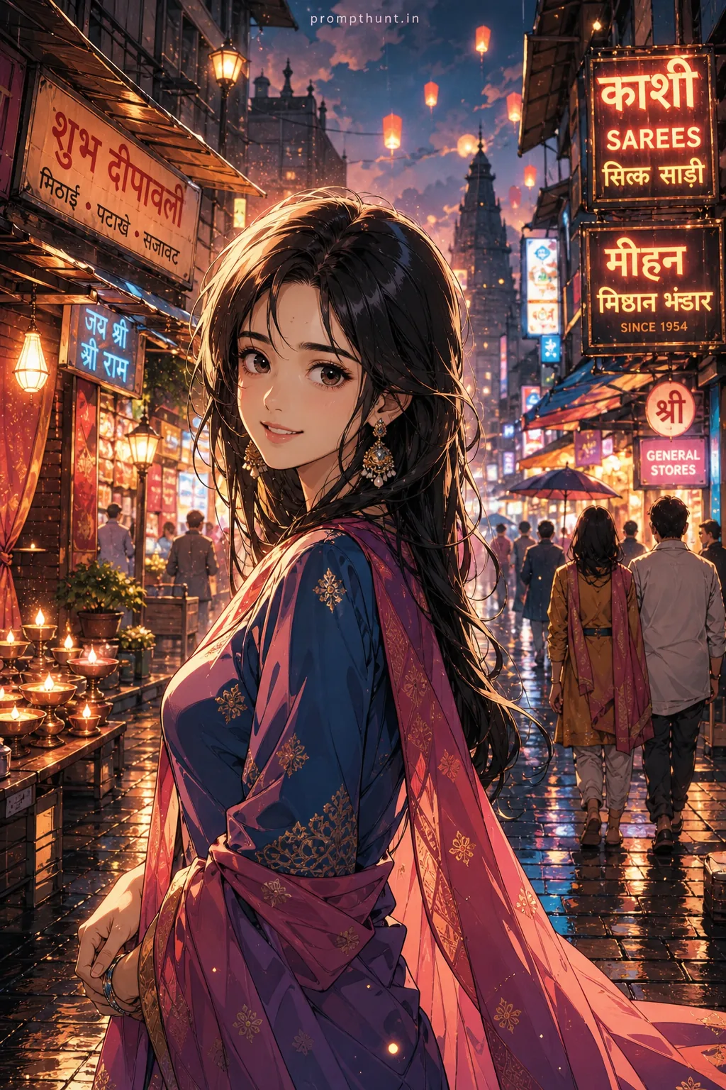 Vibrant Anime Cityscape Portrait AI Photo Editing Prompt