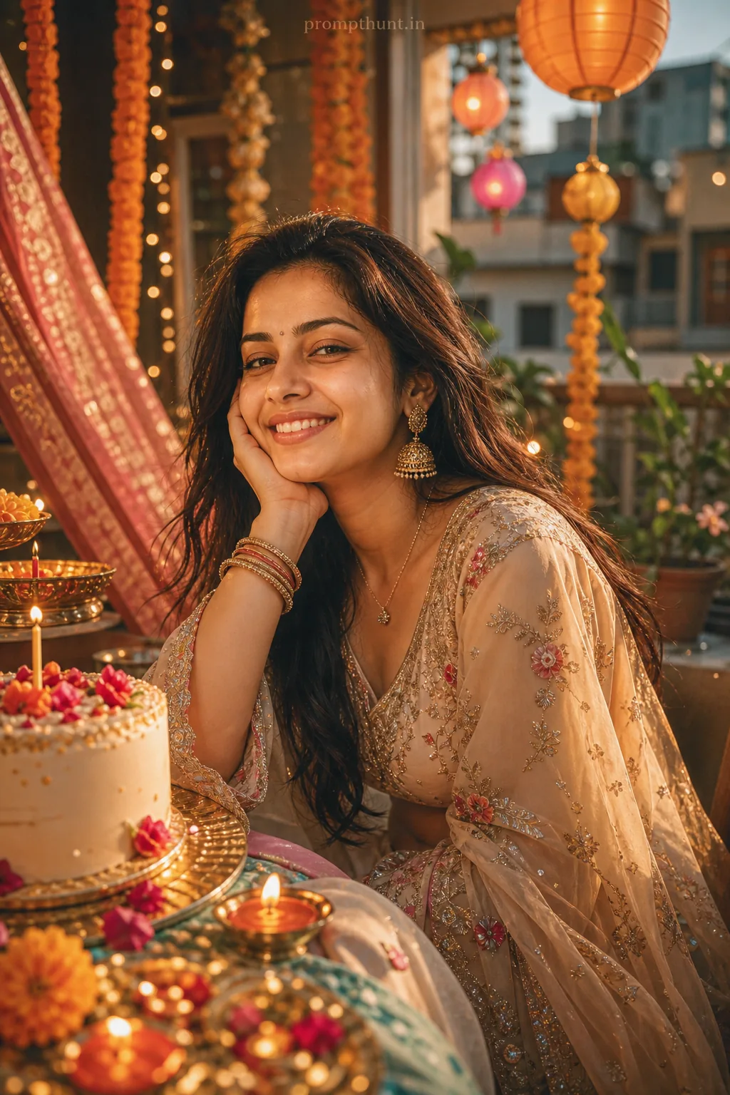 Vibrant Indian Birthday Celebration AI Photo Editing Prompt