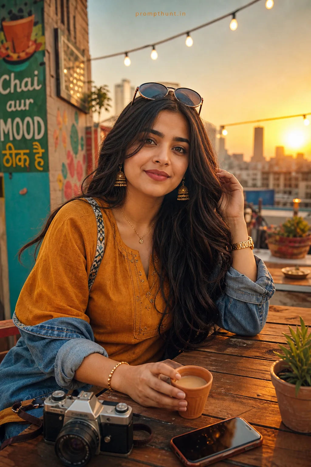 Vibrant Indian Content Creator Urban Aesthetic AI Photo Editing Prompt
