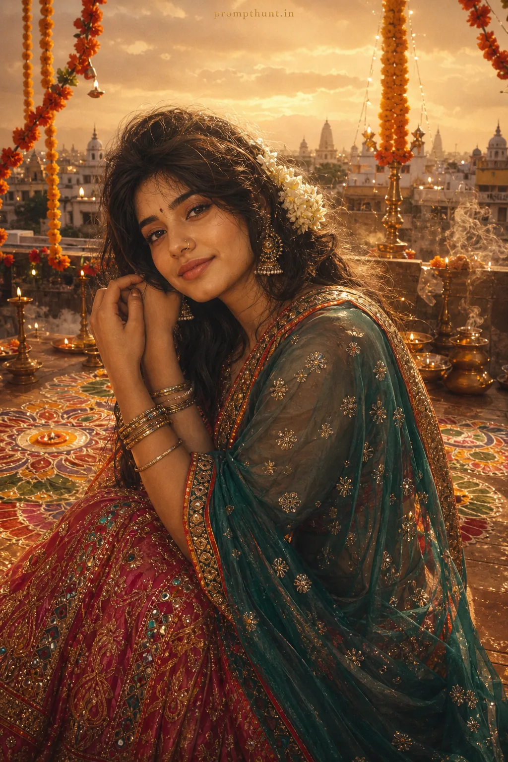 Vibrant Indian Festival Digital Art AI Photo Editing Prompt